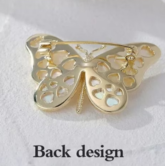 White Pearl Butterfly Brooch