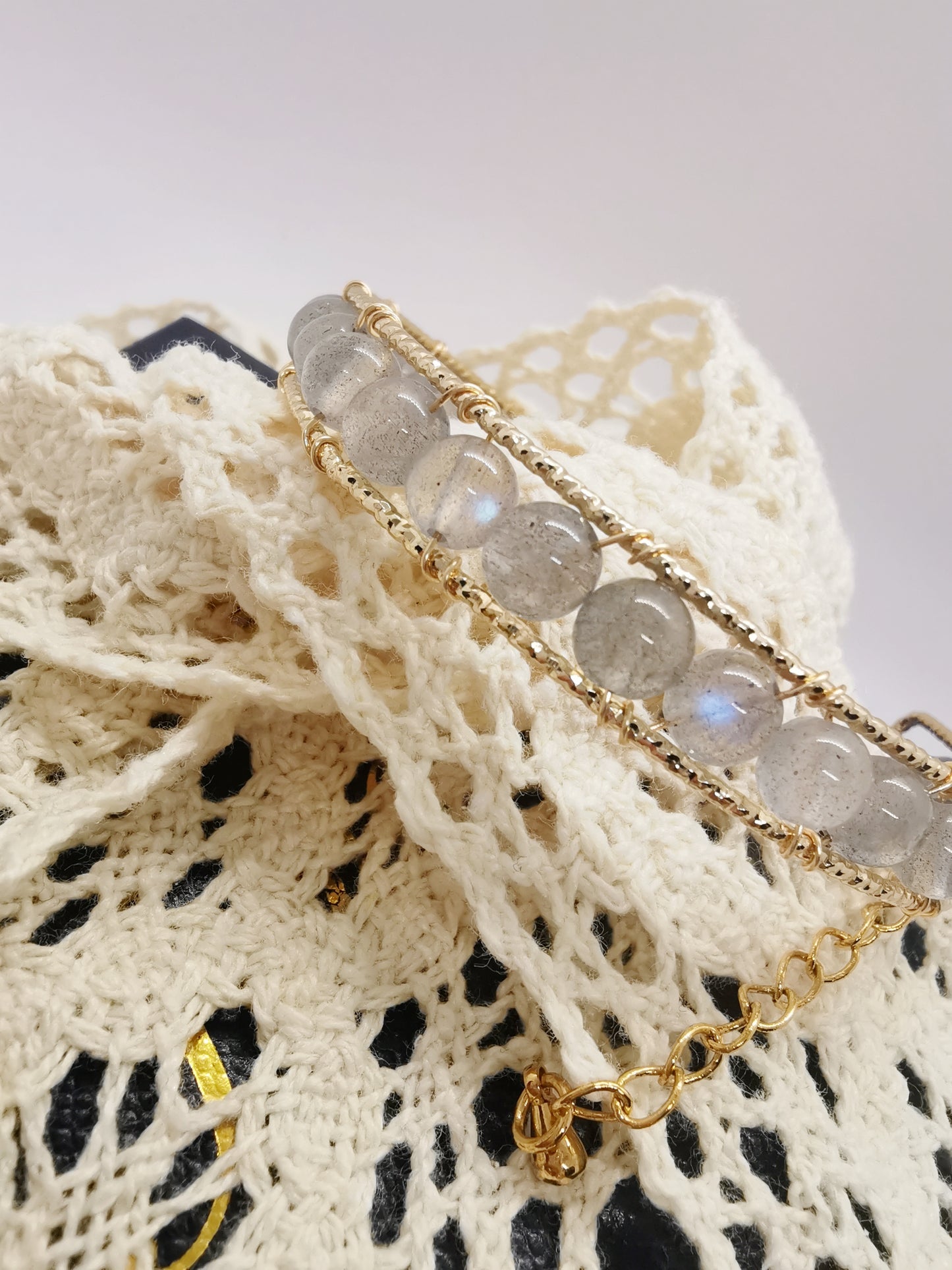 Natural Grey Moonstone Crystal Bracelet