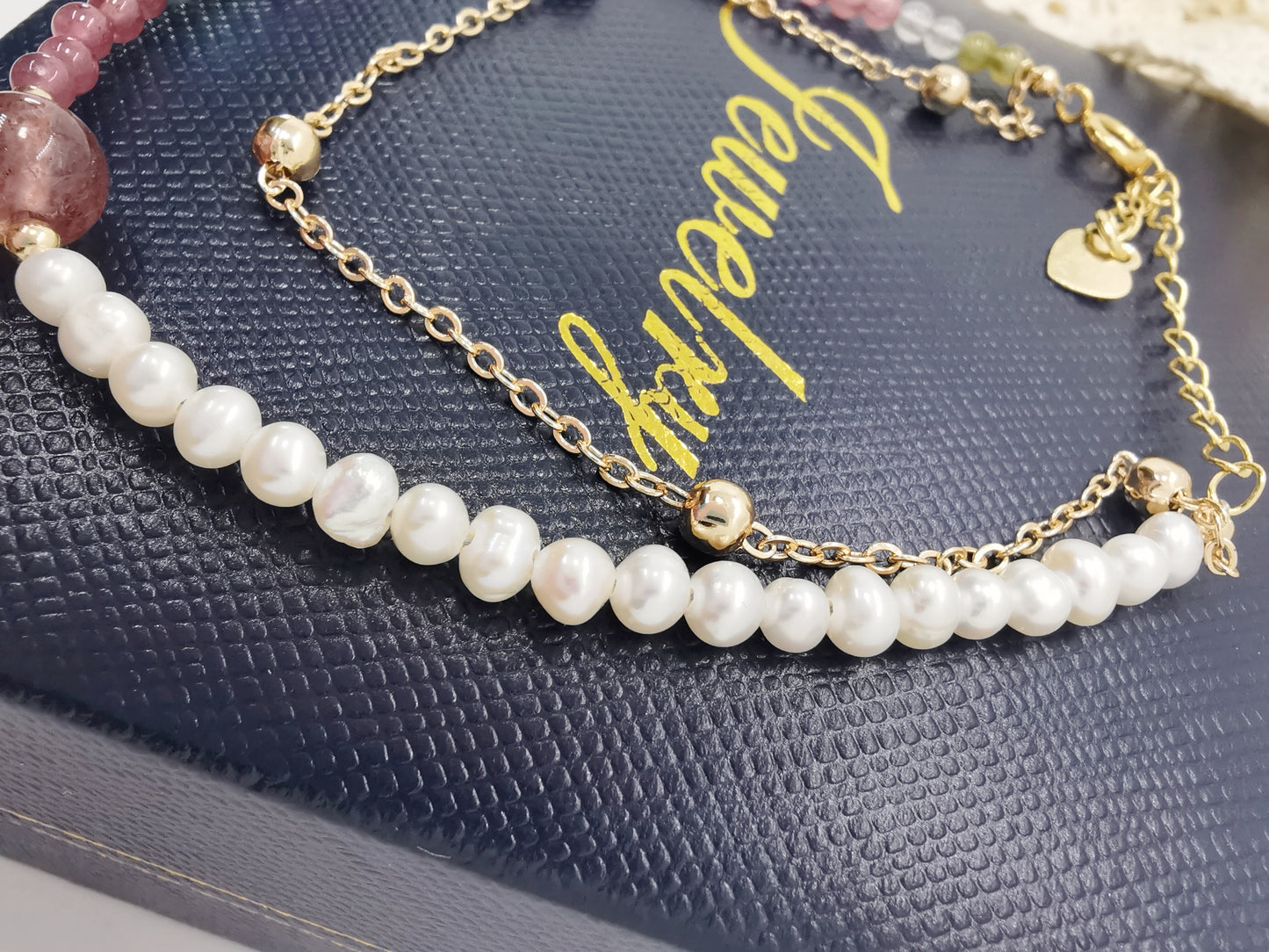 Minimalist Tourmaline Double Layer Bracelet With Pearl